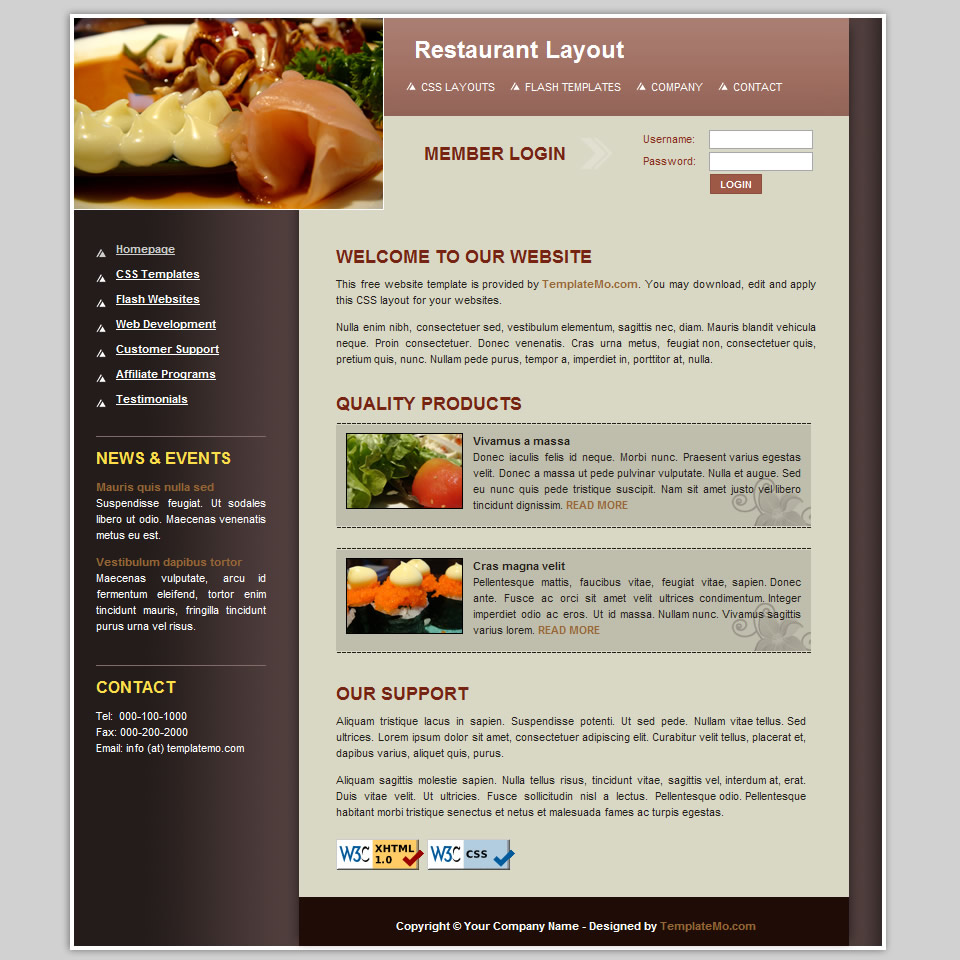 restaurant website templates